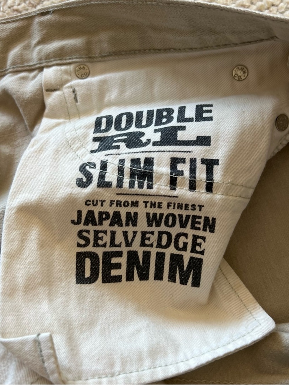 Ralph Lauren Double RL Slim Men’s Jeans in Light Beige/Stone 32x30 - Picture 7 of 7